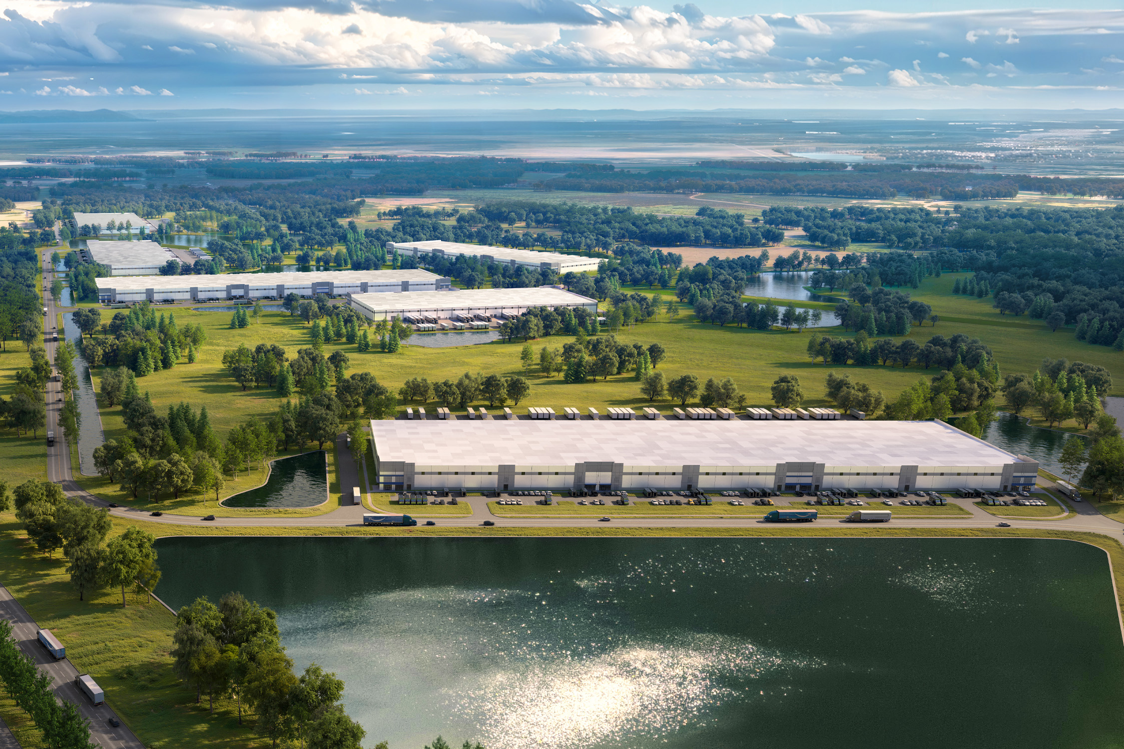 Hunt Crossroads Commerce Center is a premier industrial development strategically located at Interstate 16 and Jimmy DeLoach Parkway in Bloomingdale, GA — just minutes from Savannah